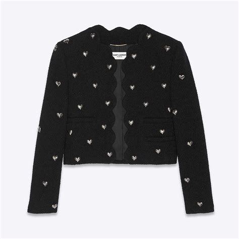 ysl boucle tweed|Cropped jacket in bouclé tweed .